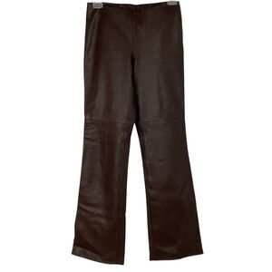 DANIER LEATHER STRAIGHT LEG BROWN PANTS 2